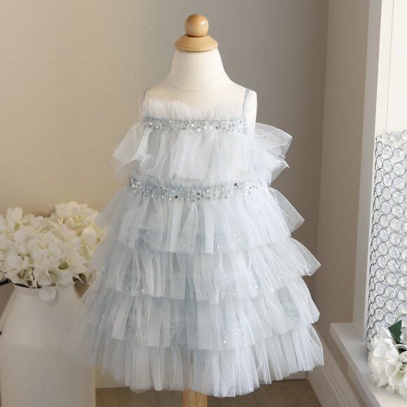 Tutu Du Monde Bebe Mahala Tulle Dress Blue Embellished Party Portrait NWT - Picture 1 of 4